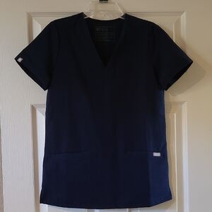 Figs Navy Blue V-Neck Scrub Top